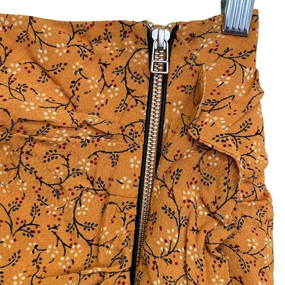 Veronica Beard Skirt $295 Spencer Floral Ruffle Zipper Yellow Size 0 NWT - Picture 4 of 8